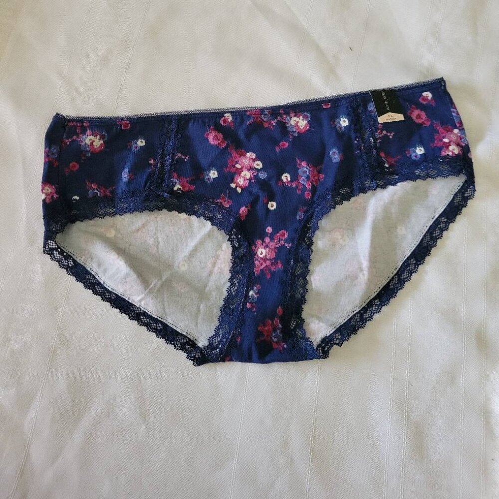 Ambrielle size 7 Large Cotten Spandex Navy Chintz Hipster Panty NWT